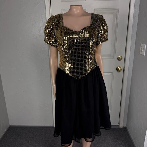 Vintage 80s 90s Party Disco ball Women's Dress Formal Sparkle Evening Prom D3-28 - Picture 2 of 8